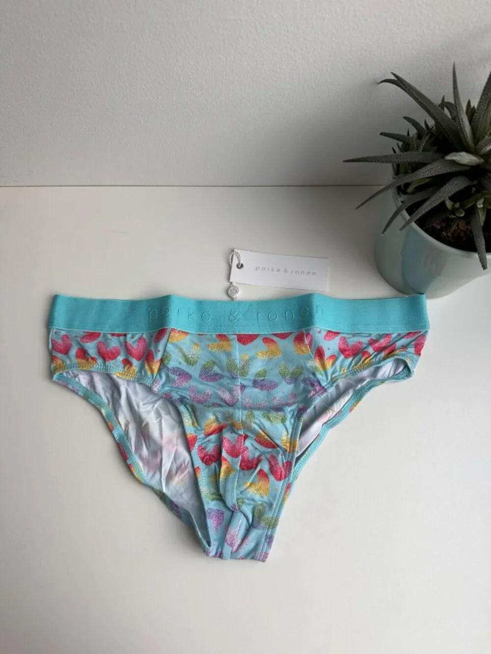 Parke & Ronen - Print Low Rise Brief - Heartbreaker Turquoise (M)